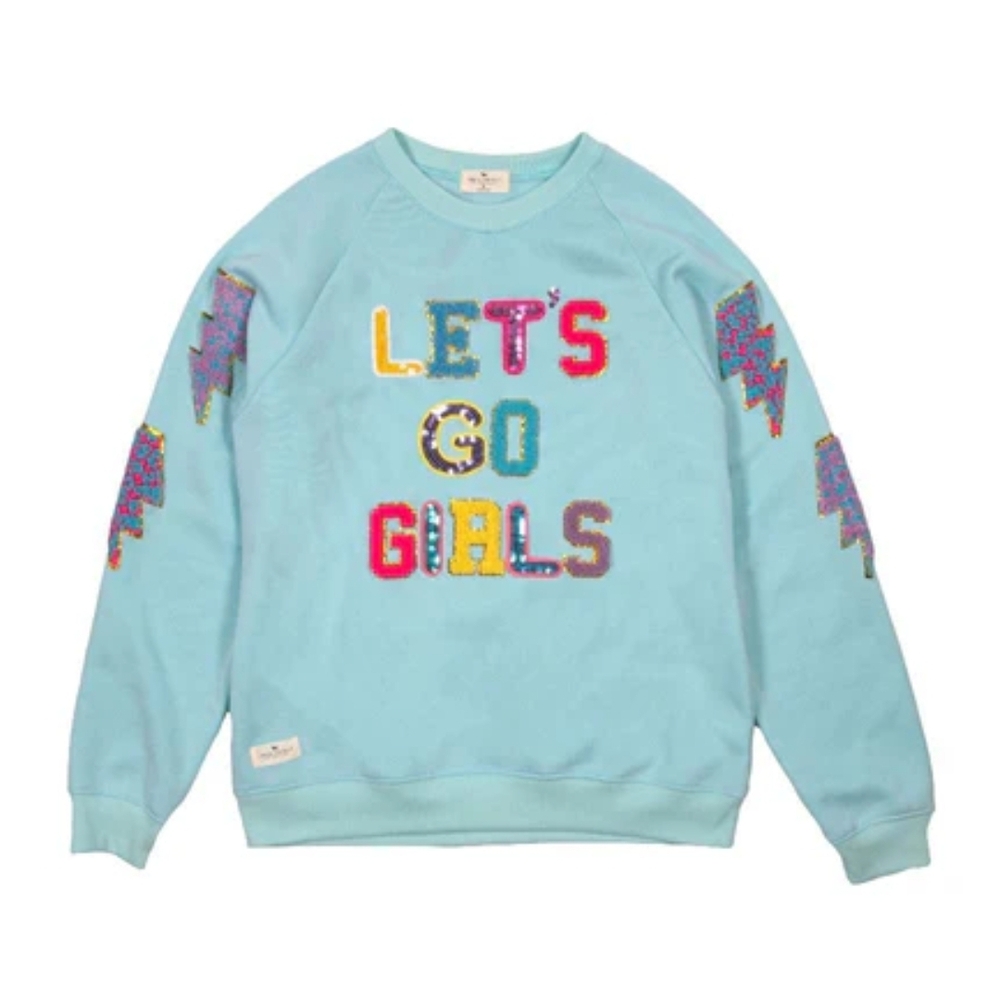 New Simply Southern Blue 'Let's Go Girls' Sweatshirt Size Medium